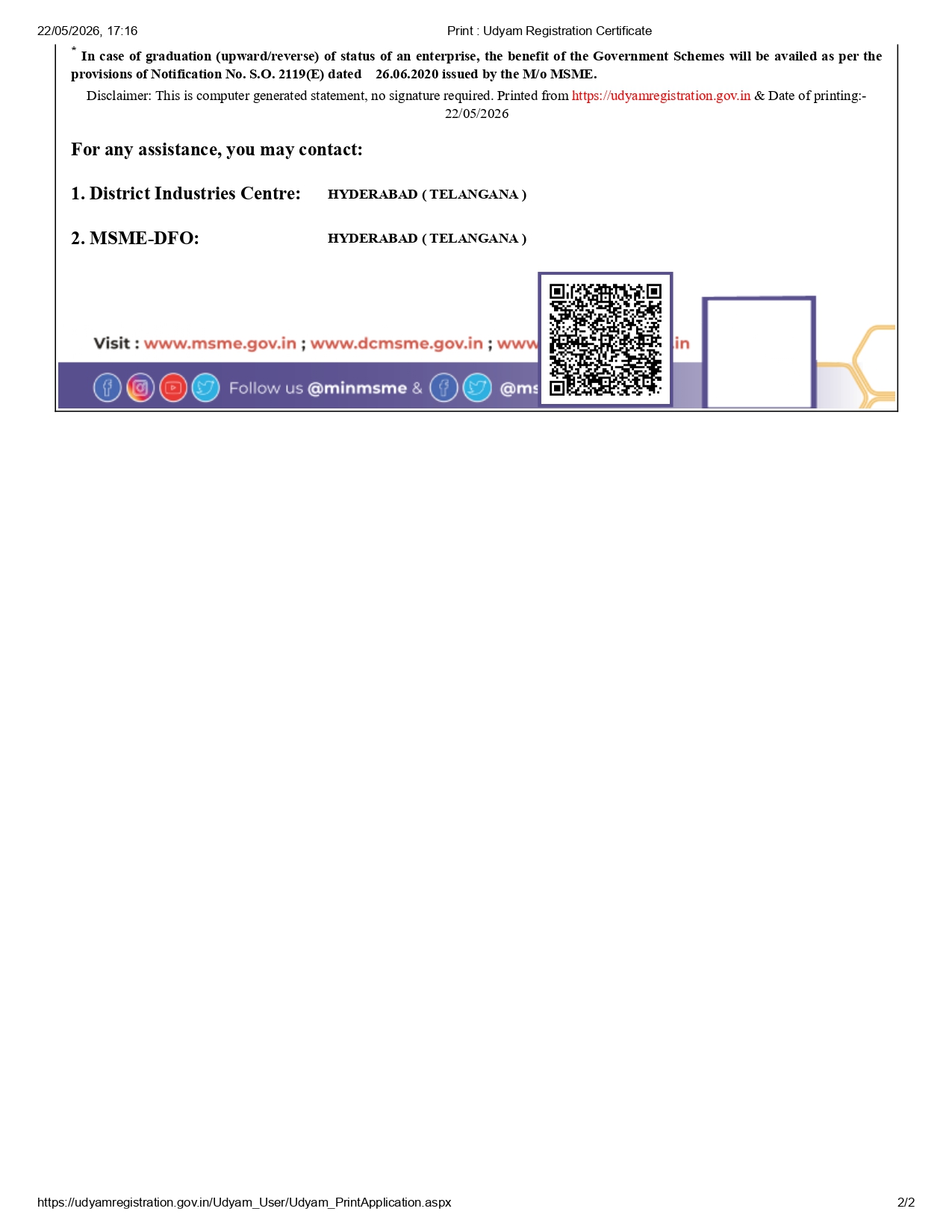 UDYAM REGISTRATION CERTIFICATE