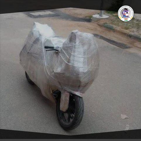 A bike is covered and carefully wrapped, ready to be moved to a new location.